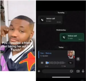 Man Sparks Reactions After Woman Scolds Him for Posting Lunch Date on WhatsApp Status